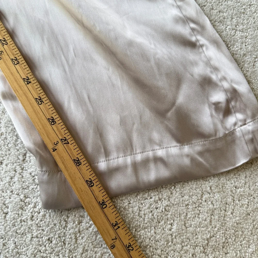 & Other Stories Drawstring Satin Trousers Womens 6 Beige Wide Leg Relaxed Fit - Picture 12 of 15